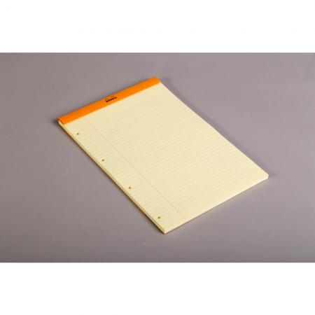 Rhodia 119660C Bloc de bureau Orange 80 feuilles agrafées papier Jaune 21 x 31,8 Ligné/Marge 