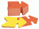 Lot de 50 étiquettes carton 780 g/m², forme flèche 12x16, coloris jaune/orange fluo,image 1