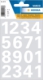 Pochette de 32 chiffres adhésifs blancs, haut. 25 mm (2 feuilles 9x16 / cdt),image 1