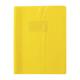 Protège-cahier Grain Madras 17x22, PVC 22/100, coloris jaune, avec rabats marque-pages et porte-étiquette,image 1