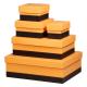 Set de 5 boîtes gigognes Rhodiarama, simili cuir, coloris orange,image 1