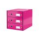 Bloc 3 tiroirs Click & Store, format A4, en PP, coloris rose métallique,image 1