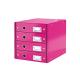 Bloc 4 tiroirs Click & Store, format A4, en PP, coloris rose métallique,image 1
