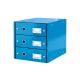 Bloc 3 tiroirs Click & Store, format A4, en PP, coloris bleu métallique,image 1
