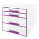 Bloc de classement Wow, 4 tiroirs, en polystyrène choc, coloris blanc / violet,image 1