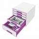 Bloc de classement Wow, 5 tiroirs, en polystyrène choc, coloris blanc / violet,image 2