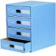 Module 4 tiroirs Bankers Box Style, pour format A4+, coloris bleu/blanc,image 2