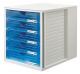 Module de classement SYSTEMBOX, 5 tiroirs, en PS, coloris gris clair/bleu translucide,image 1