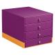 Bloc de classement Rhodiarama, simili cuir, 4 tiroirs, coloris violet,image 1