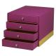Bloc de classement Rhodiarama, simili cuir, 4 tiroirs, coloris violet,image 2