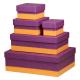 Set de 5 boîtes gigognes Rhodiarama, simili cuir, coloris violet,image 1