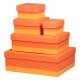 Set de 5 boîtes gigognes Rhodiarama, simili cuir, coloris tangerine,image 1