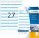 540 badges adhésifs en textile blanc rayures bleues, format 63,5 x 29,6 mm (20 feuilles A4 / cdt),image 1