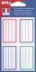 Pochette de 24 étiquettes scolaires lignées/cadrées bleu/rouge/vert, format 36 x 56 mm,image 1