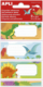 Pochette de 9 étiquettes scolaires fantaisies, format 36 x 81 mm, thème Dinosaures,image 1